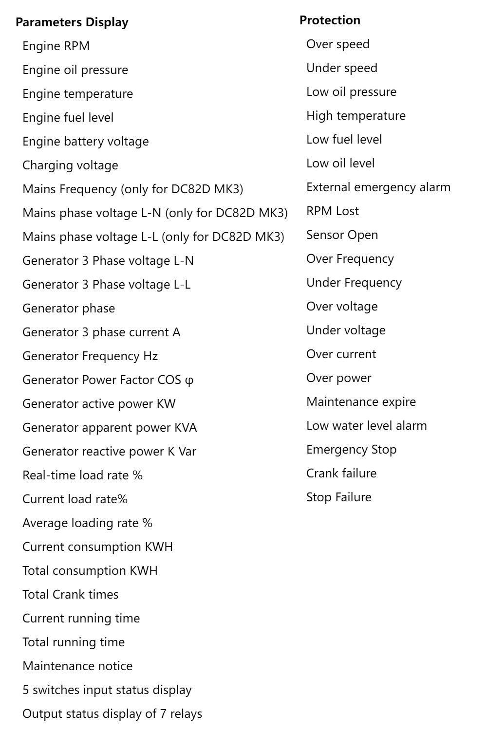 Mebay Diesel Generator Control Module Genset Controller Control Panel DC80D DC82D DC80DR DC82DR