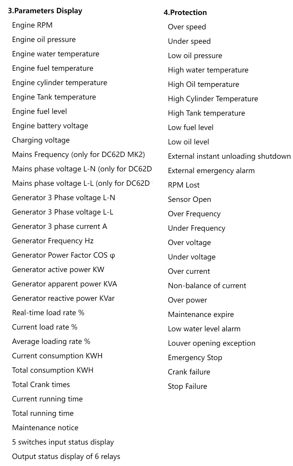Mebay Auto Generator Controller Control Module Controller Panel DC60D DC62D DC60DR DC62DR AMF RS485 for option